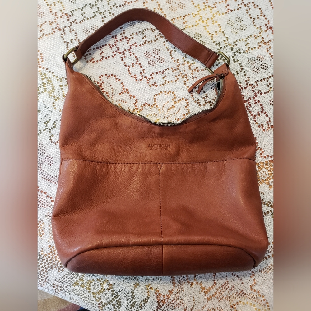 American Leather Co. Dark Tan Leather Medium Sz Shoulder Bag Purse